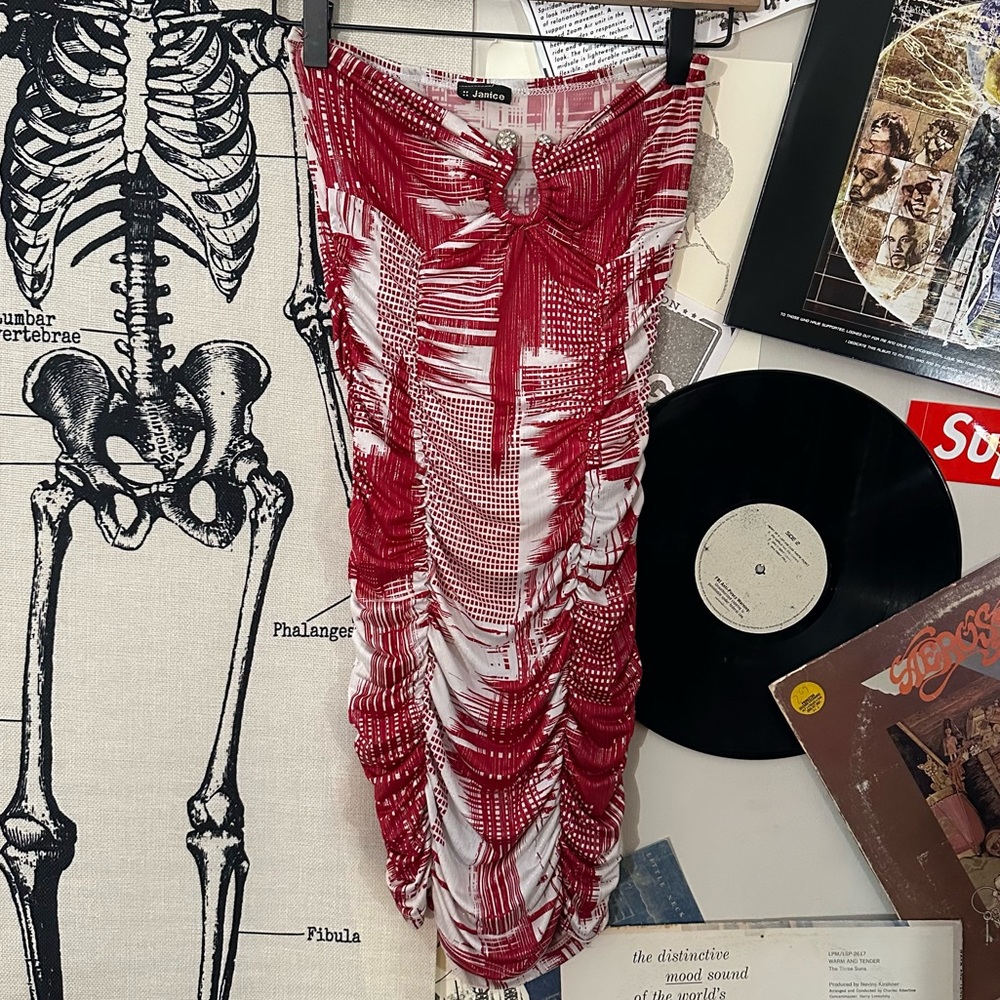 red y2k bodycon dress